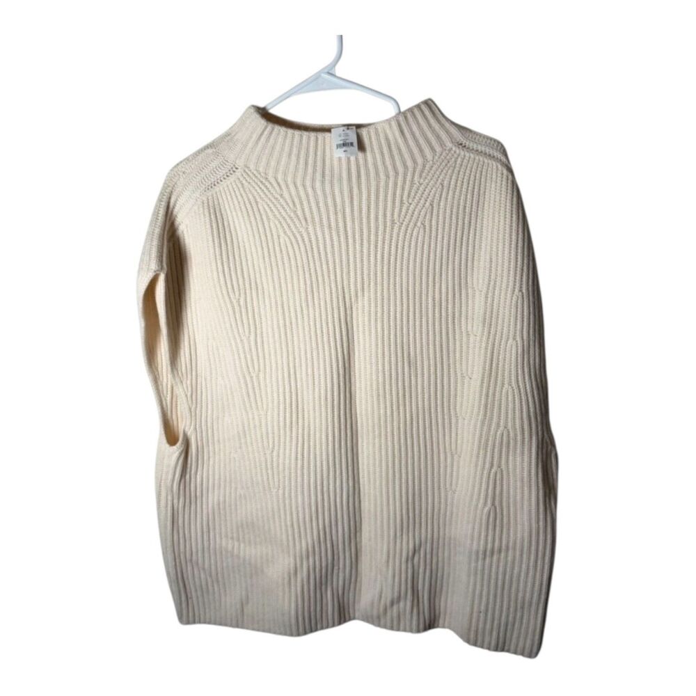 Banana Republic Sweater Women's M/L Ivory Ribbed Cap Sleeve Knit Casual